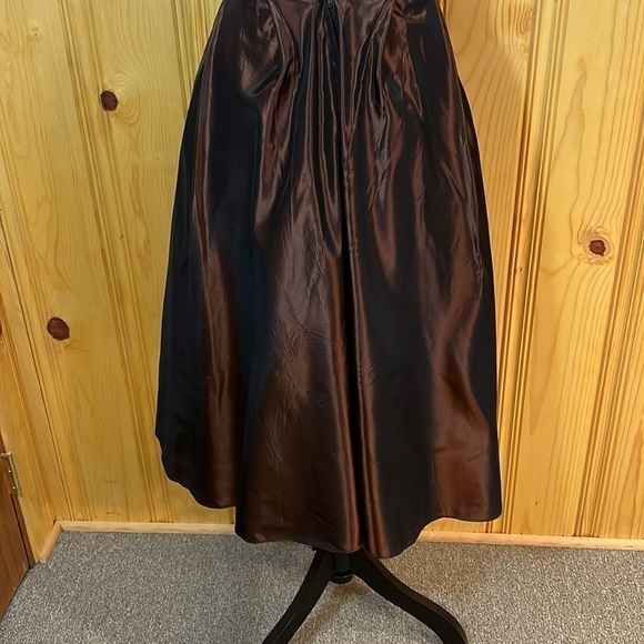 Jessica McClintock Brown Iridescent Taffeta Midi Shirt Sz-7 - Picture 5 of 7